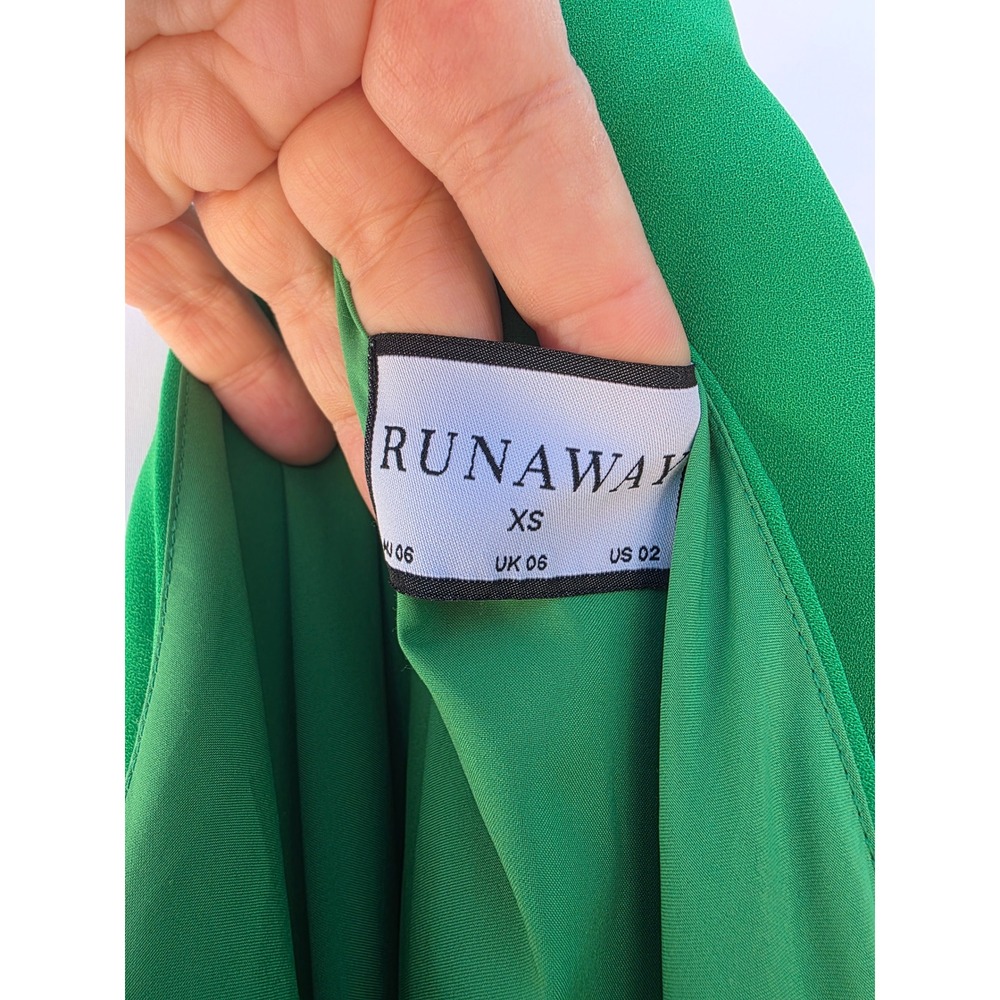 Green One Shoulder Cutout Mini Dress with Side Tie Wrap Skirt - Picture 9 of 10